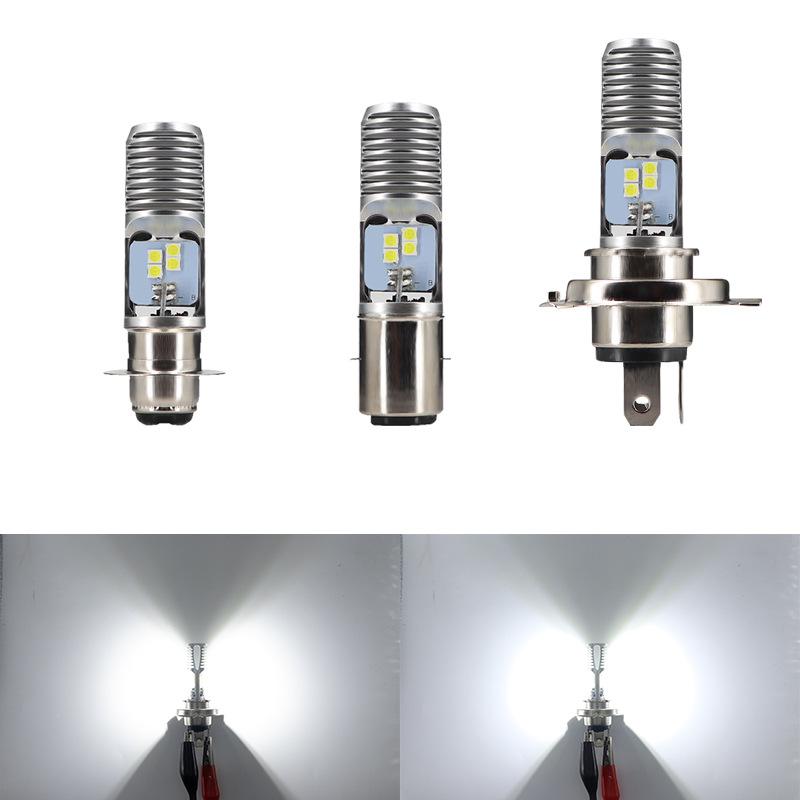 1Pc Motorcycle H4 Ba20D P15D Headlight 3030 24Msd Led Light Bulbs Dual Color White Yellow Plug And Play For Atv Moped Bike