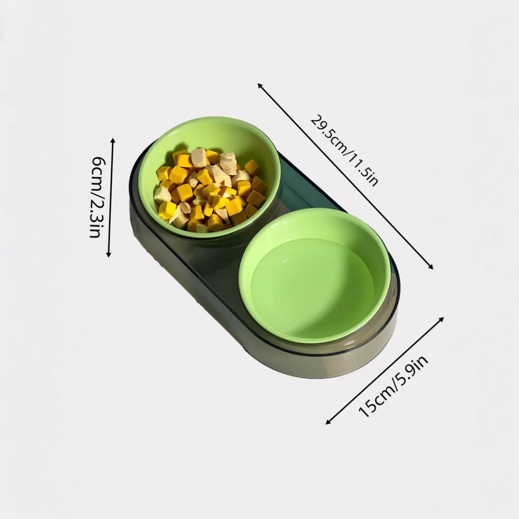 Transparent ins wind macaron color cat and dog feeding bowl water food integrated cat and dog eating utensils anti-overturning double bowls for pets