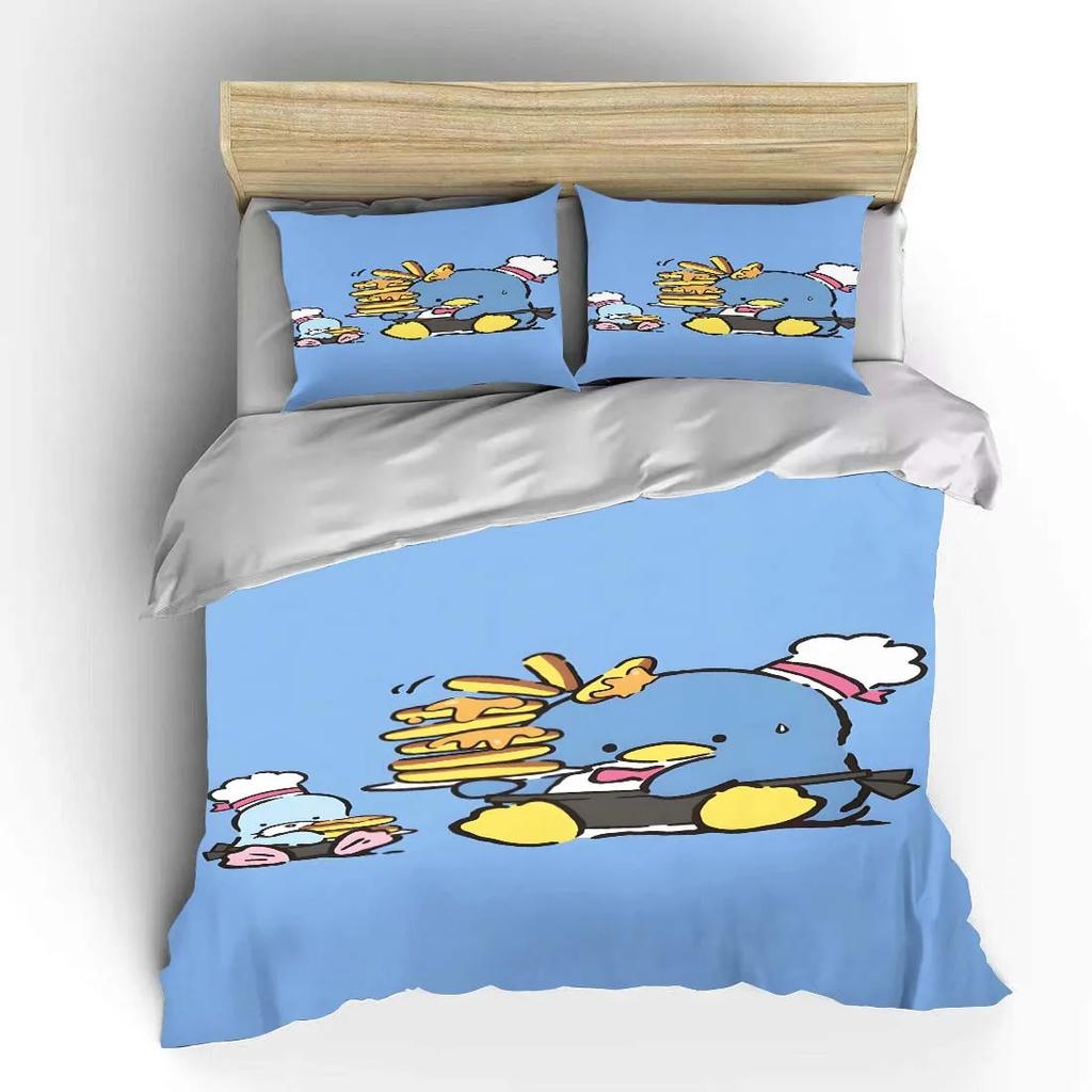 Tuxedo Sam Sanrio Bedding Set Hello Kitty Children Fashion 3 Pieces Set King Size Bed Set US Twin Adult Bed Cover Bedroom Duvet