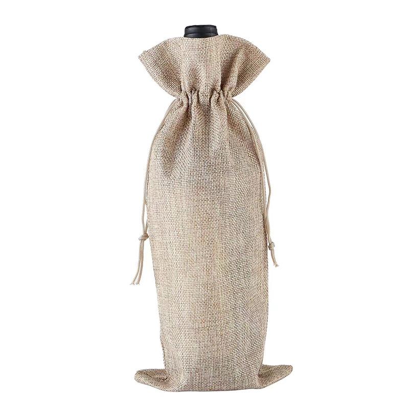 Wine Bottle Covers Gift Bag Reusable Burlap Drawstring Wine Bottle Covers Red Wine Champagne Pouch Christmas Gift Package Bags