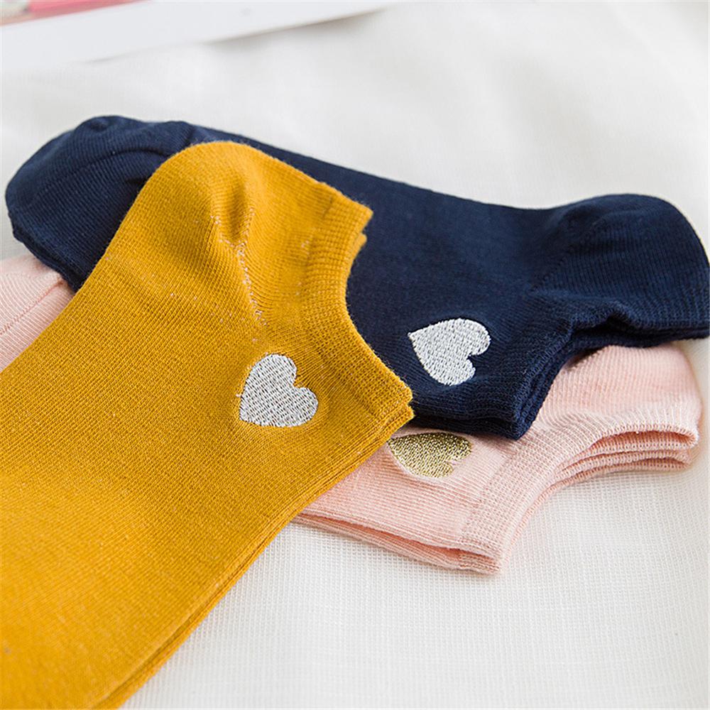 Cute Embroidery Gold Silver Heart Socks Women Lovely Funny Glitter Love Sokken Art Ankle Calcetines Dropship