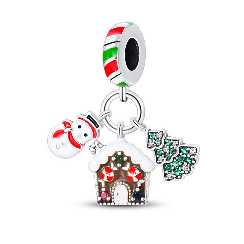 Christmas DIY Beaded Bracelet Kit with Snowman and Christmas Tree Charms for Handmade Jewelry Making