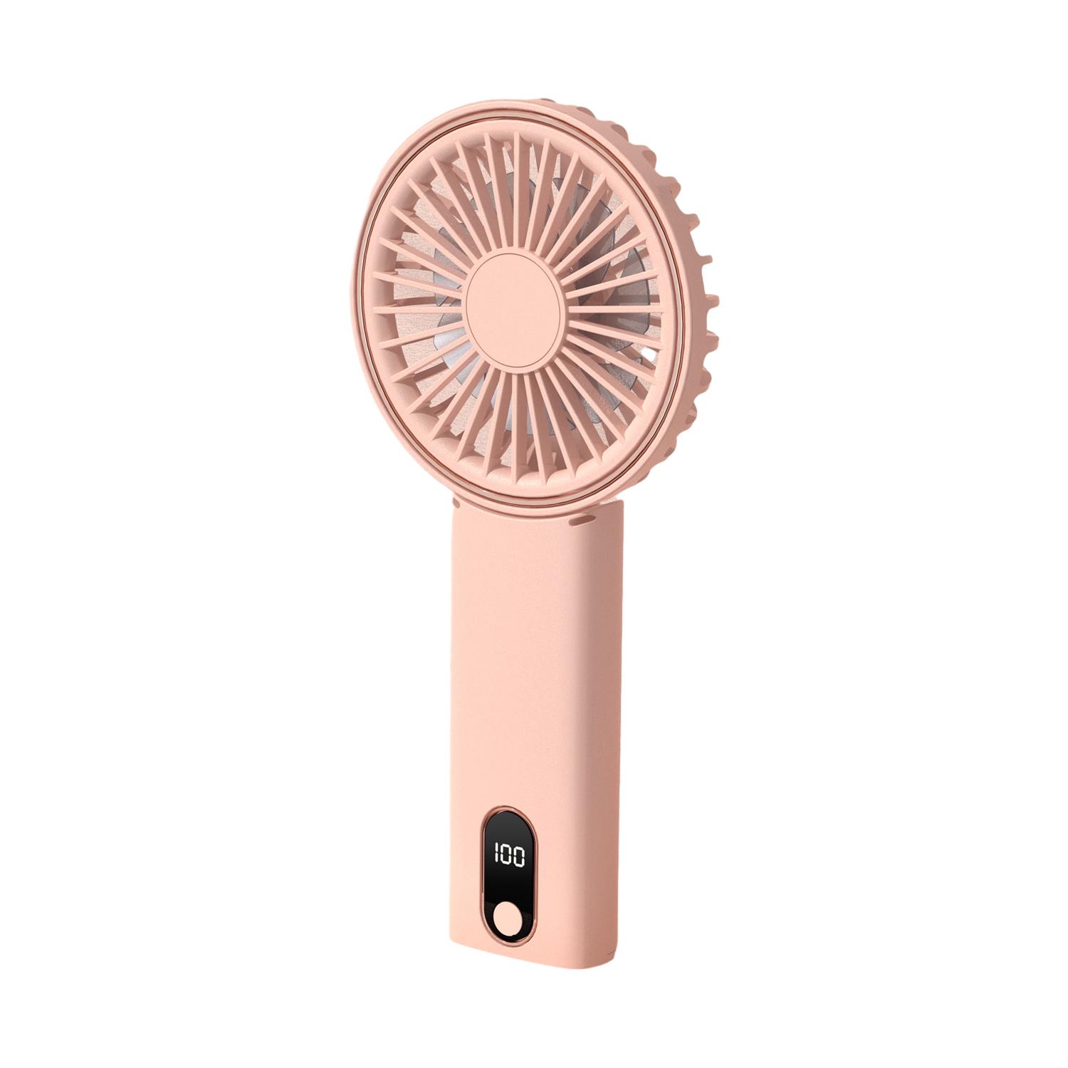

W10 USB Rechargeable 4 Gears Silent Portable Handheld Fan with Digital Display Pink