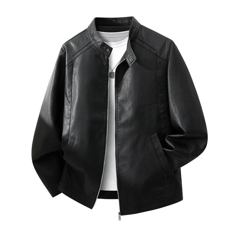 Spring and Autumn Locomotive Leather Clothing New Tops Leather Jackets Men's PU Leather Clothes Spring and Autumn Trend Men's Leather Clothes