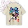 JoJo's Bizarre Adventure Anasui Bedrucktes T-Shirt Herren Damen Retro Gewaschene T-Shirts Übergroßes Baumwoll-T-Shirt Kurzarm Streetwear