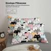 3pcs Cat Pattern Bedding Sets 3D Printed Cute Cartoon Cat Dormitory Twin Size For Students Duvet Cover Sets With 2Pillowcases
