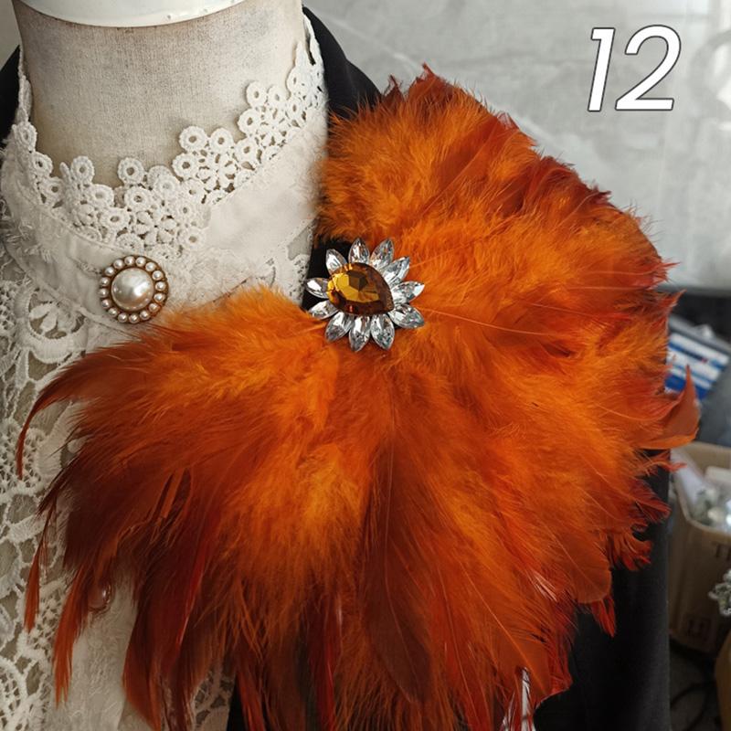 Unisex Rhinestone Feather Brooch Crystal Pin for Dress Jeans Waist & Shoulder Corsage Party Epaulet Decor for Carnival Stage