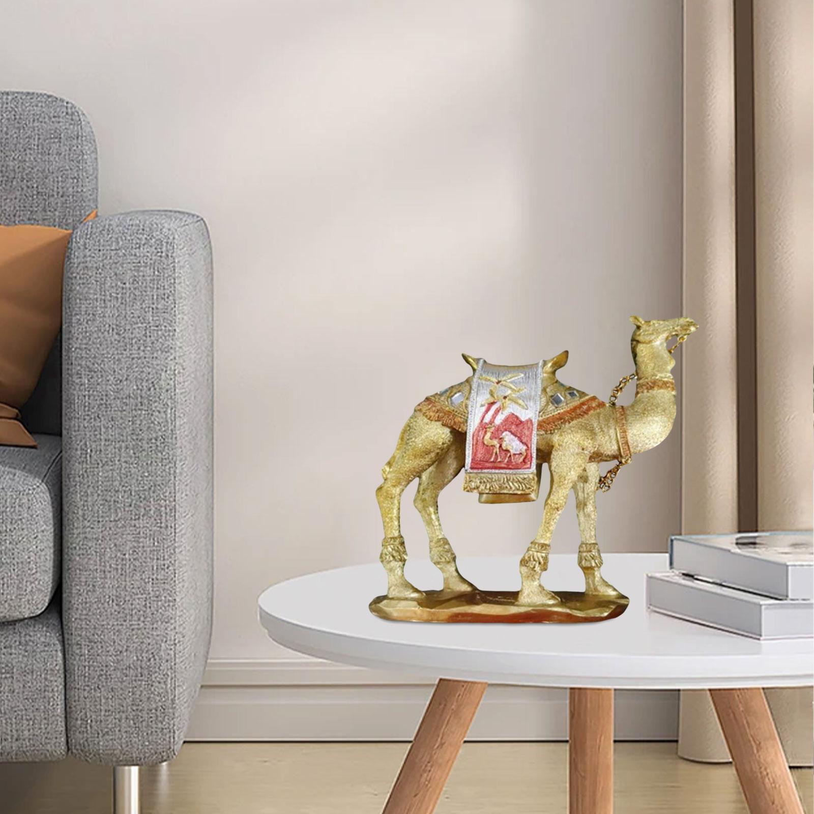 

Camel Figurine Animal Statue Camel Sculpture Tabletop Ornament for Living Room Centerpiece Bedroom Bookshelf Home Decoration