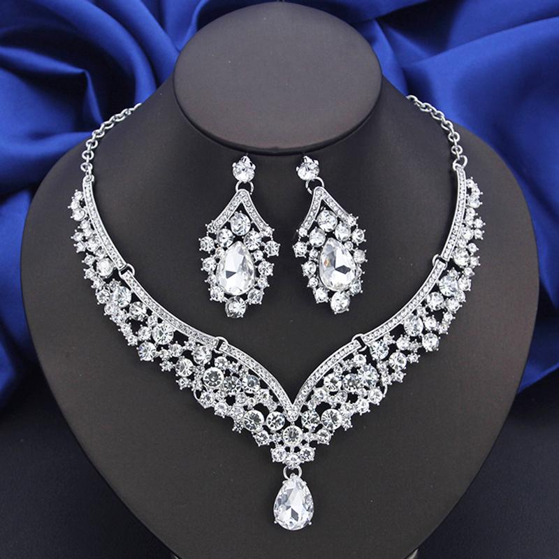 Wholesale Dangle Earrings and Choker Necklace Sets for Women Bridal Jewelry Set Colorful Dubai Jewelry Sets Fashion