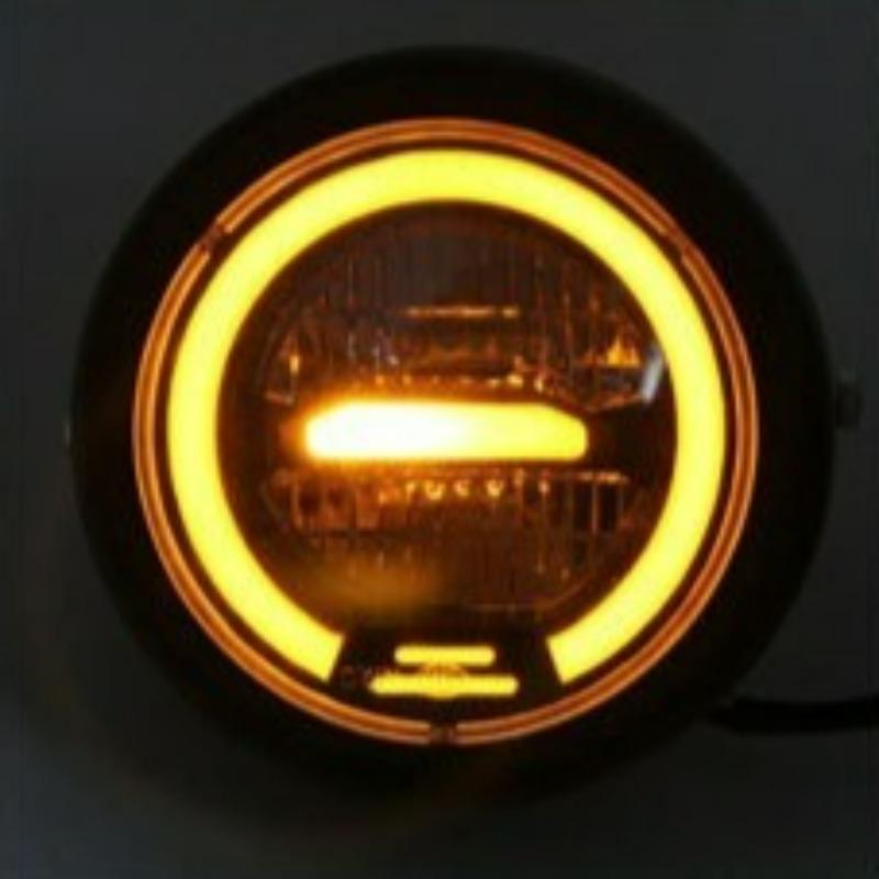 6.8 Inch Led Motorcycle Headlight Assembly With Brackets High Low Beam Halo Drl Running Light For Retro Cafe Racer Harley