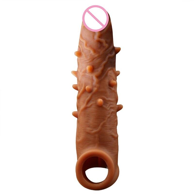 Silicone Condoms Reusable Penis Enlargement Extender Sleeve Sex Toys For Men Adult Product