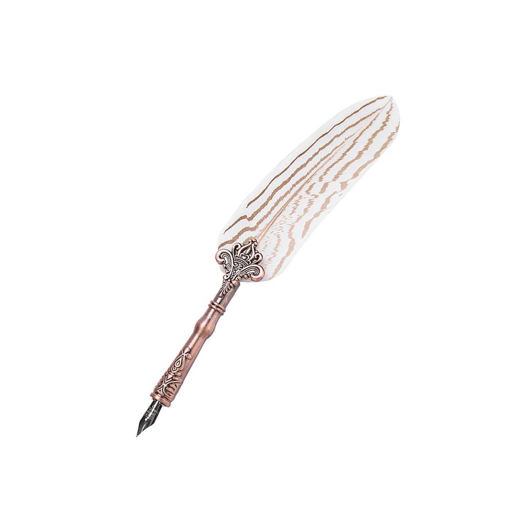 Retro Classical Fountain Pen Feather Dip Pen Ink Bottle Set Stationery Gift Birthday Box White