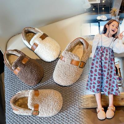 Rotolo di Lana per Bambini Scarpe di Cotone da Ragazza Autunno e Inverno Nuovo Tinta Unita da Indossare All'Aperto Scarpe di Lana Calde per Bambini Piccoli e Grandi