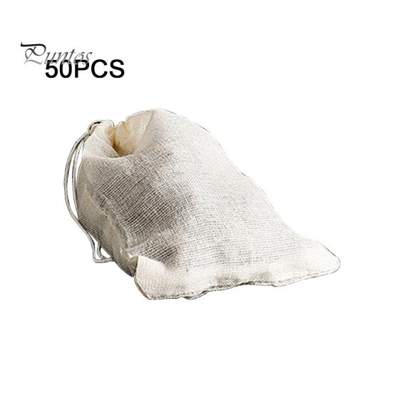 50 Pcs Spice Bags for Cooking Soup Reusable Drawstring Bag Tea Bags Unbleached Cheesecloth Bag for Straining Making Tea