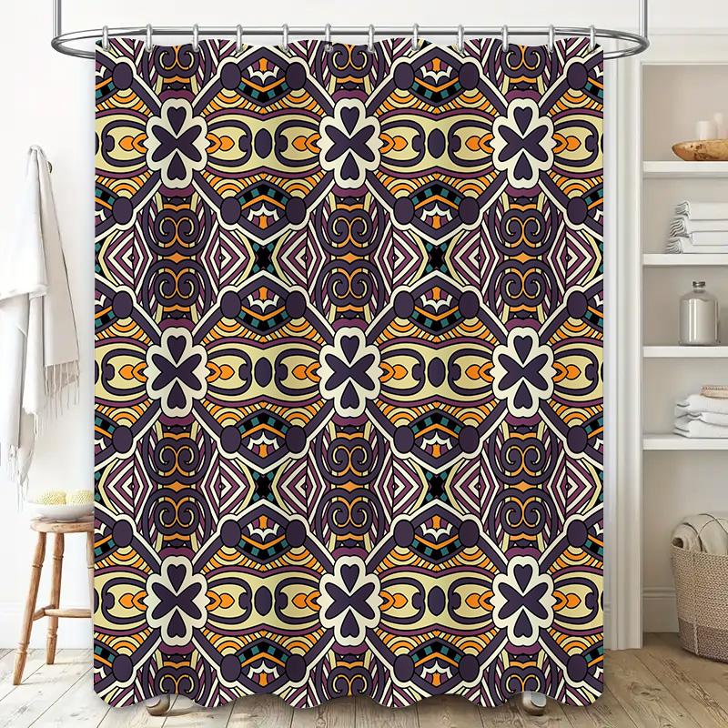 Modern Boho Shower Curtain Purple Gold White Decorative Bathing Room Waterproof Fabric Perfect Fit For Bathtub Doors In Bathroom