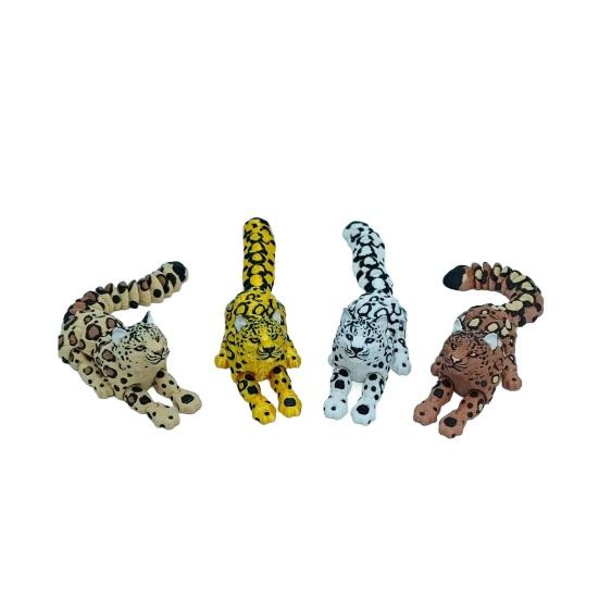 3D Printed Leopard Figurine Movable Joints Leopard Figure Articulated Animal Model Fidget Toy Home Office Bookshelf Decoration Ornament