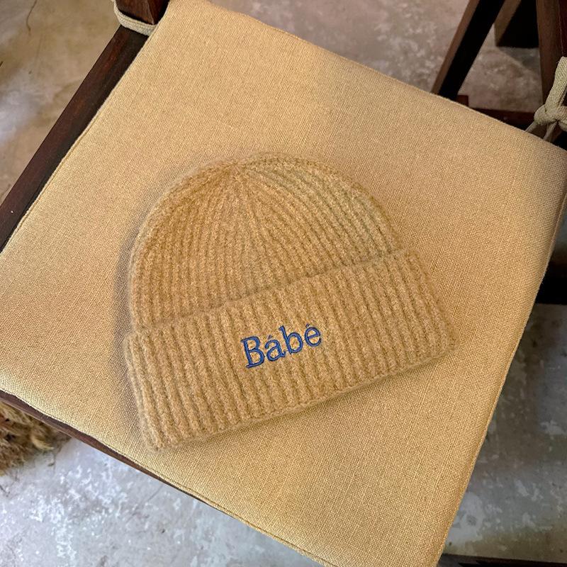 Letter Embroidered Woolen Hat Autumn and Winter Versatile Men and Women Outdoor Cycling Warm Pullover Knitted Woolen Hat