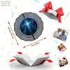 Starry Sky Blue Light Cross Pattern Wind Rotating Chime Metal Hanging Ornament for Yard Balcony Window Outdoor Decor Gift