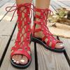 Fashion 2025 New Hollow Casual Women's Sandals Open Toe Cross Strap Ladies Shoes Wedges Summer Large Size Roman Sandals