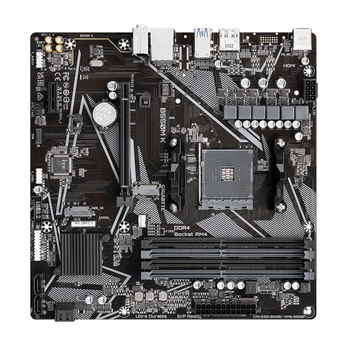 Carte mère - gigabyte - b550m k - socket am4 - ddr4 jusqu'à 128 go - pcie 4.0 x16
