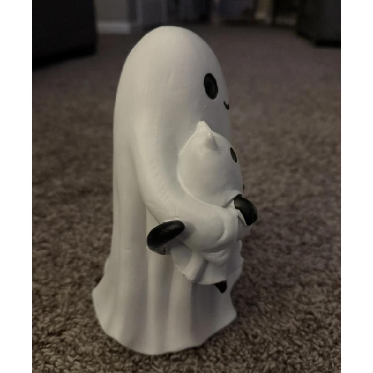 Whimsically Ghostly Holding Cats Pumpkin Resins Figurine Halloween Home Decors Artistic Craft Nontoxic Finish Ornament