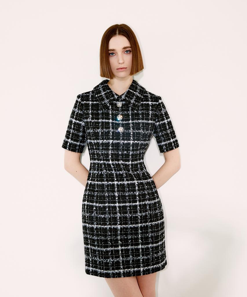 Chaenyuyog Detatchable Collar Dress [White Check]