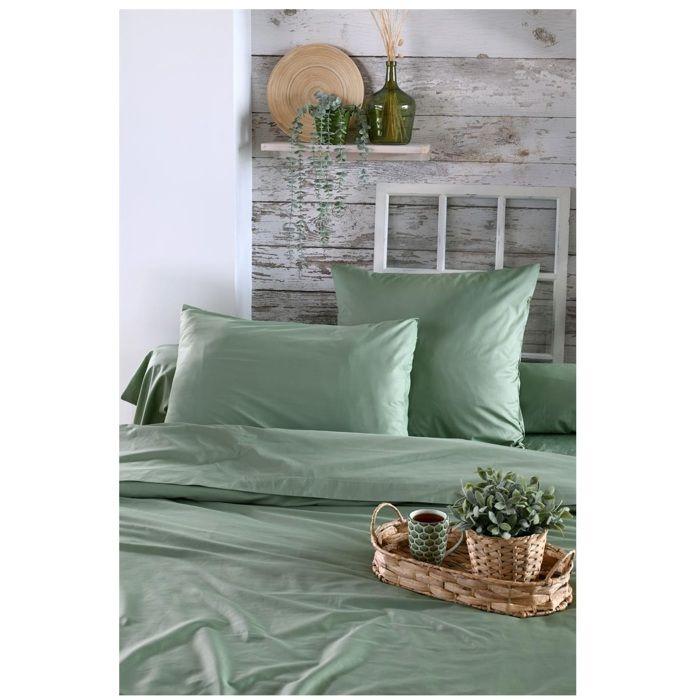 1 Taie d'oreiller percale de coton uni 50 x 70 cm Elysee vert