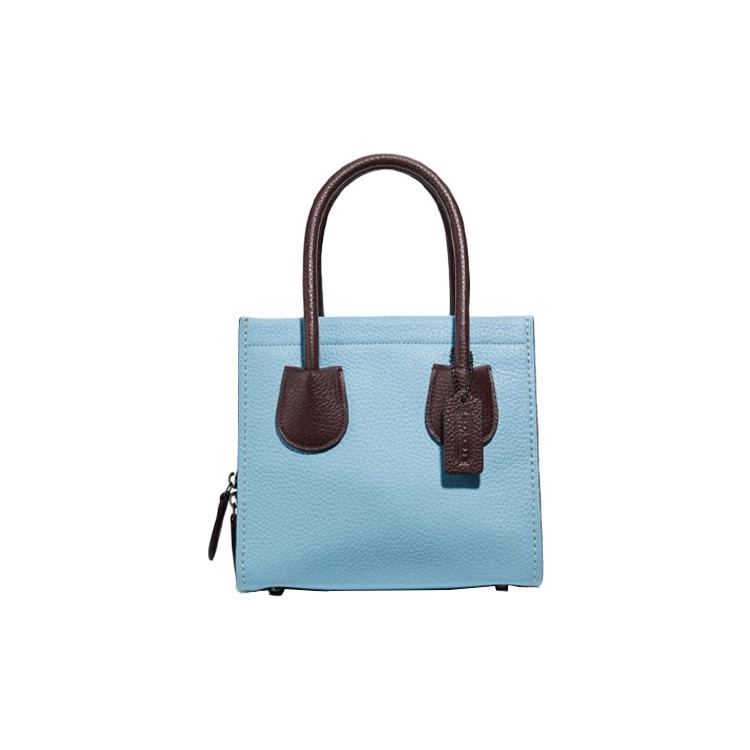 New COACH Cashin Leather Tote Bag, Shopping Bag, Handbag, Shoulder Bag, Crossbody Bag Small Women's Blue & Black 732-V5QVD