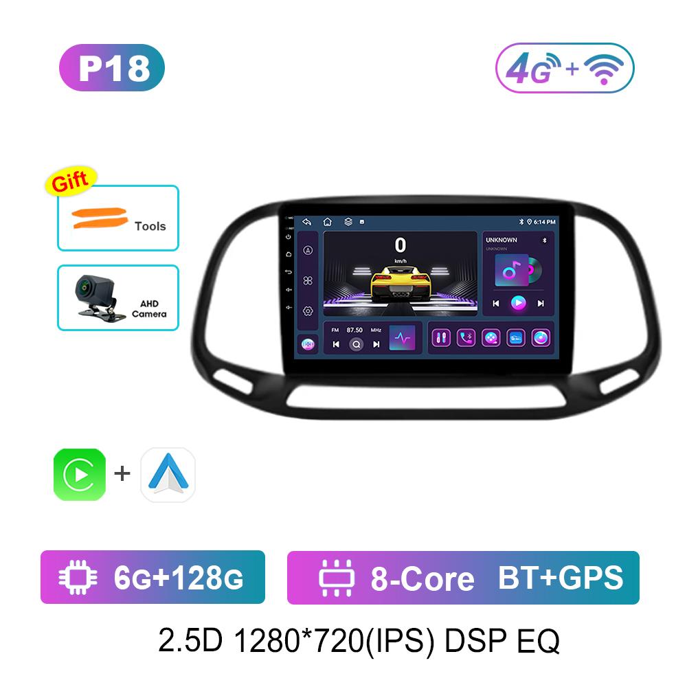9 Inch Car Video Multimedia Player Android System GPS Navigation for Fiat Doblo 2015 - 2019 Carplay WiFi Touch Screen Bluetooth