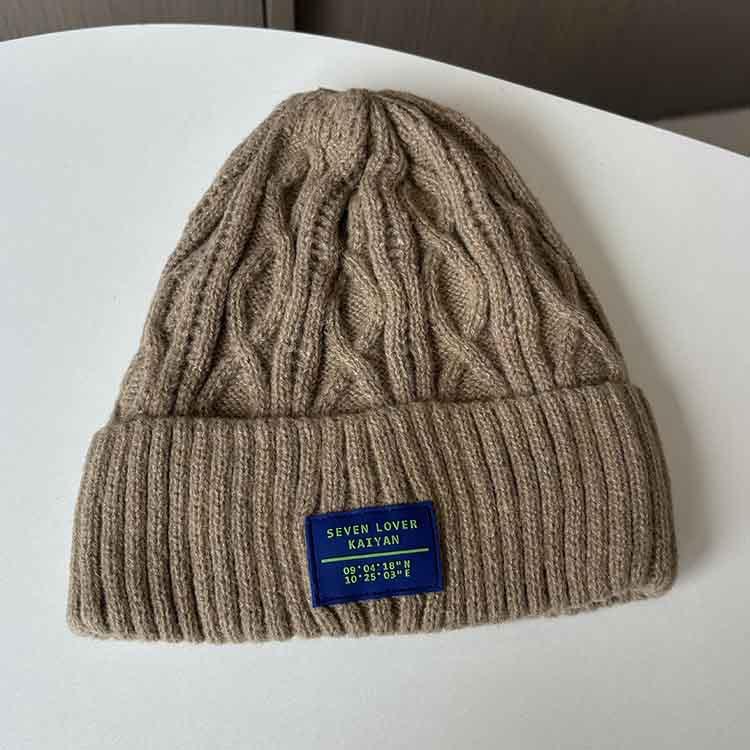 Winter Wool Hat Women's Fleece Thickened Warm Knitted Hat Big Head Circumference Ear Protection Hat Cold Hat