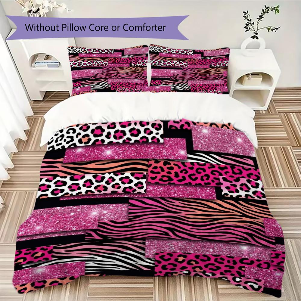 Y2K Leopard Print Pattern Bedding Uilt Set Uilt Cover Pillowcase Home Decoration Birthday Gift (1 * Duvet Cover + 2 * Pillowcase Without Core)13