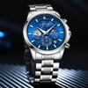 ABORNI Casual Sporty Brand Stainless Steel Band Wristwatches for Men Chronograph Quartz Watches with Date Moon Phase Watches