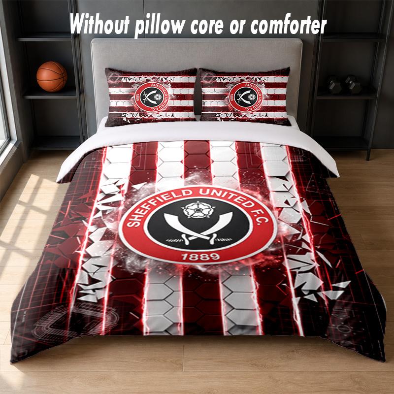 Sheffield United Calcio Design Set Biancheria da Letto 1 Copripiumino + 2 Federe Morbido Traspirante Biancheria da Letto per la Casa