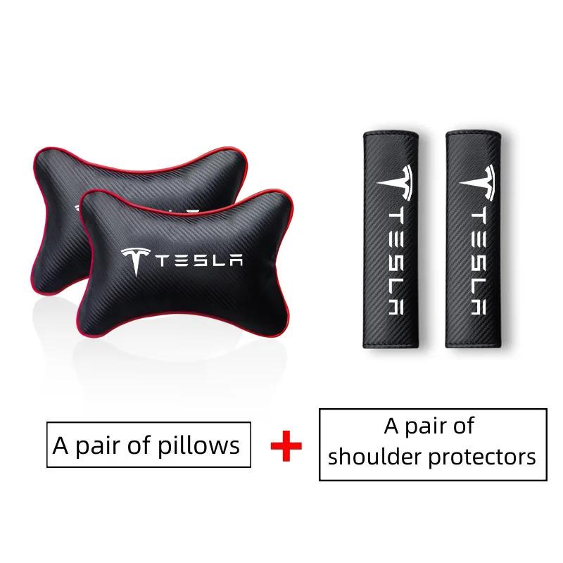 Adesivo per Auto Tesla Nuova Auto Cintura di Sicurezza Protezione Spallacci Colonna Cervicale Poggiatesta Cuscino per Collo Per Tesla Model 3 Model S X Model