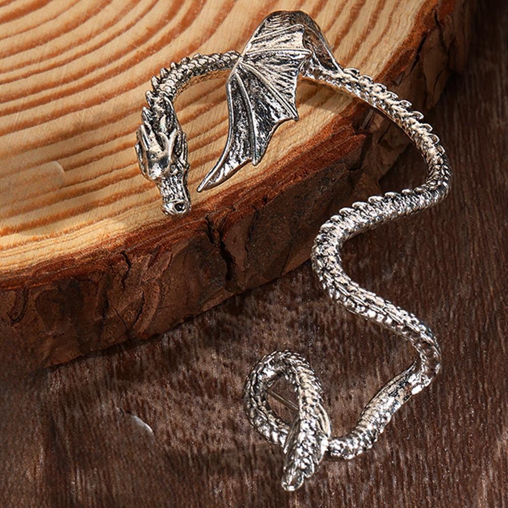 Punk Earrings Personalized Vintage Alloy Wrapped Dragon Cuffs Earrings Women's Party Accessories