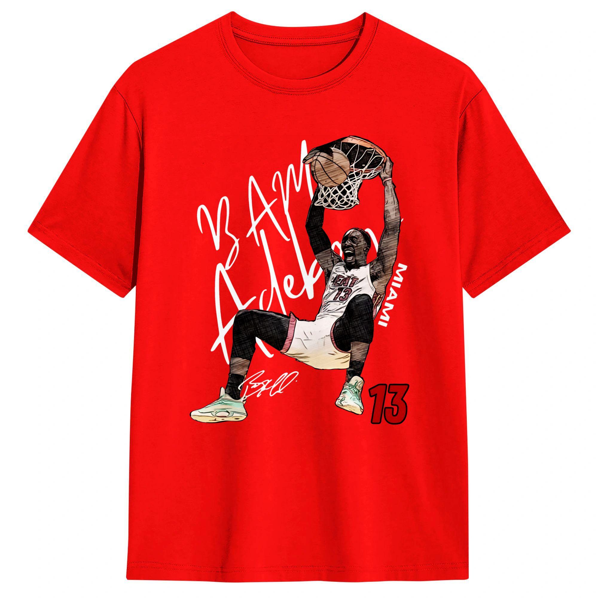Miami Bam Adebayo Dunk Basketball TShirts Unisex Awesome Pure Cotton Tees O Neck Short Sleeve T Shirt Gift Idea Clothing L