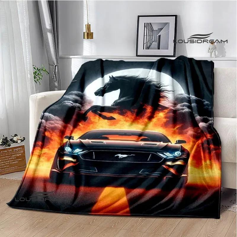 Manta Impresa con Logo de Coche M-Mustang 3D Manta Cálida de Franela Manta Suave y Cómoda Ropa de Cama Cubre Cama Regalo de Cumpleaños
