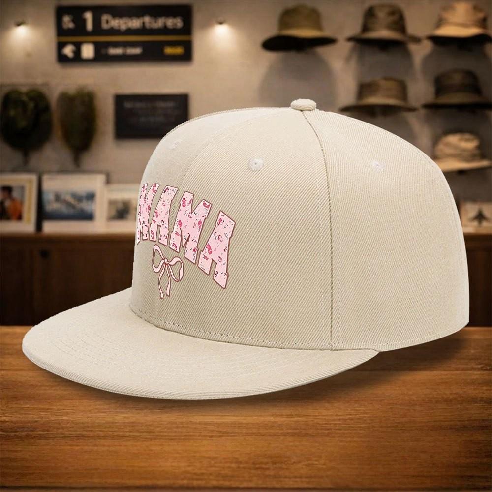 Mama Leopard Print Bow Baseball Cap Adjustable Polyester Snapback Hat Casual Streetwear for Adults