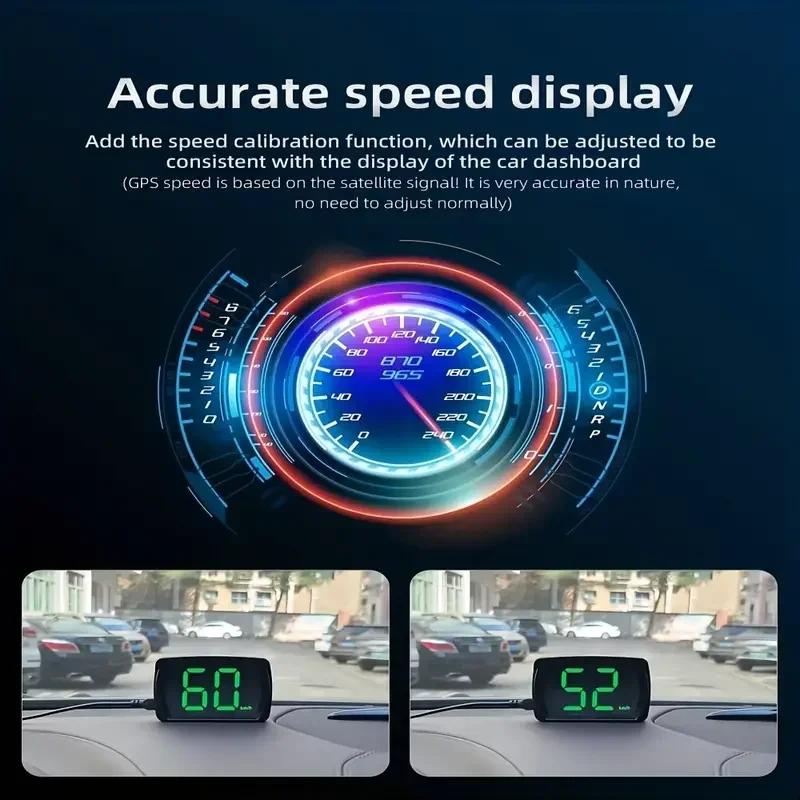 CAMECHO 3-inch MPH/KMH HUD Head Up Display Vehicle Speed Multifunctional LCD MPH Instrument Panel