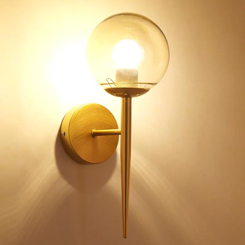 Simple Modern Molecular Spherical Wall Lamp Gold Black Bedroom Bedside Lamp Creative Nordic Wall Engineering Lamps