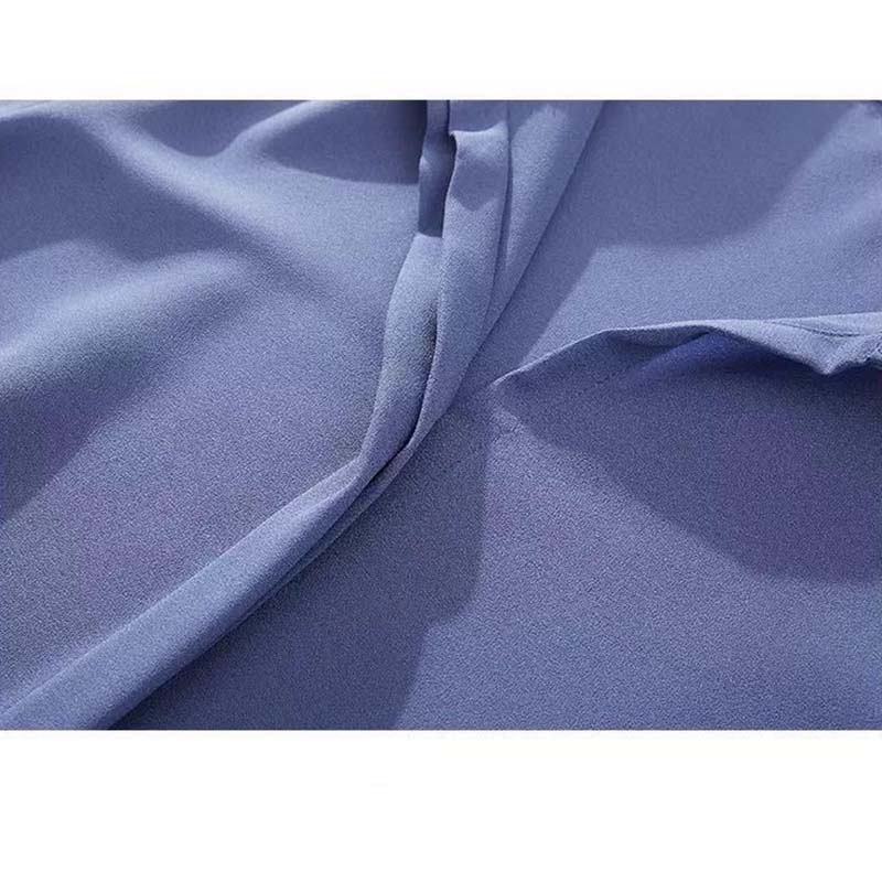 V-neck Chiffon Shirt Women's Long-sleeved Loose Pullover Shirts Korean Style Temperament Solid Color Double Layer Collar Shirt Blue White Casual Shirt