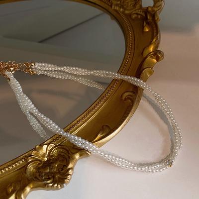 Elegant Pearl Beaded Choker Necklace Ladies Exquisite Double Layer Clavicle Chain Necklace Jewelry For Ladies Gift