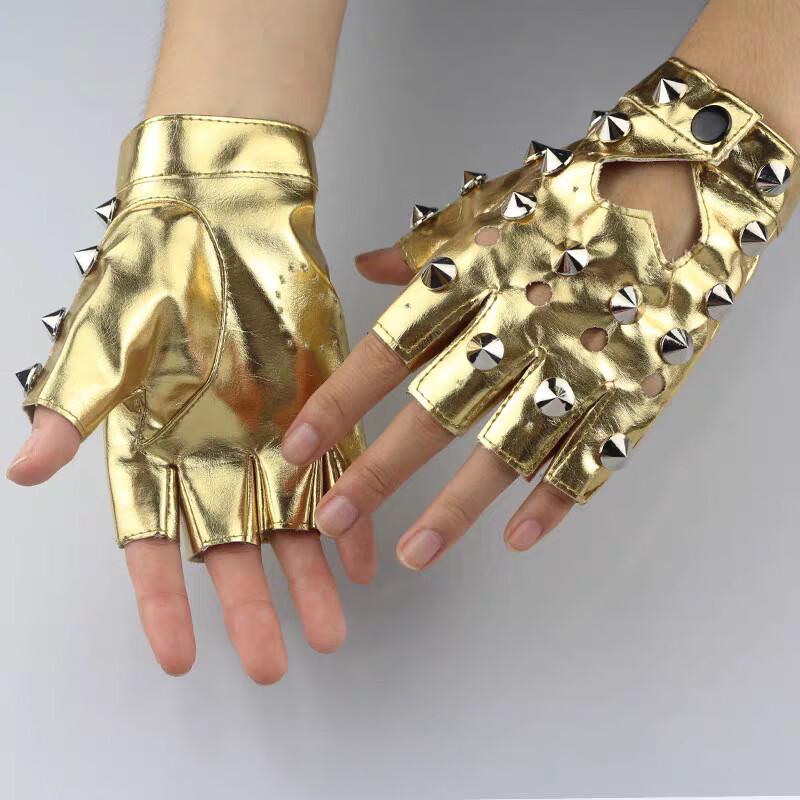 Rivet Half-Finger Leather Gloves