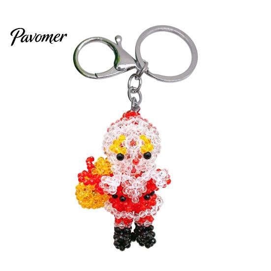 Beaded Key Holder Handmade Christmas Keychain, Xmas Tree Wreath Gift Box Bell Backpack Charm Santa Keyring, Hanging Decor for Party Favors