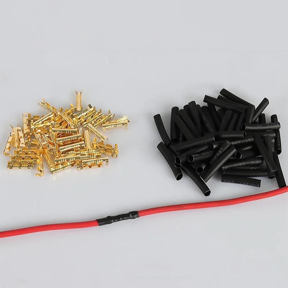 100 Sets U-Shaped Electrical Wire Connectors Set Crimp Terminals Block for Wiring Cable Lock Heat Shrink Tube Kits