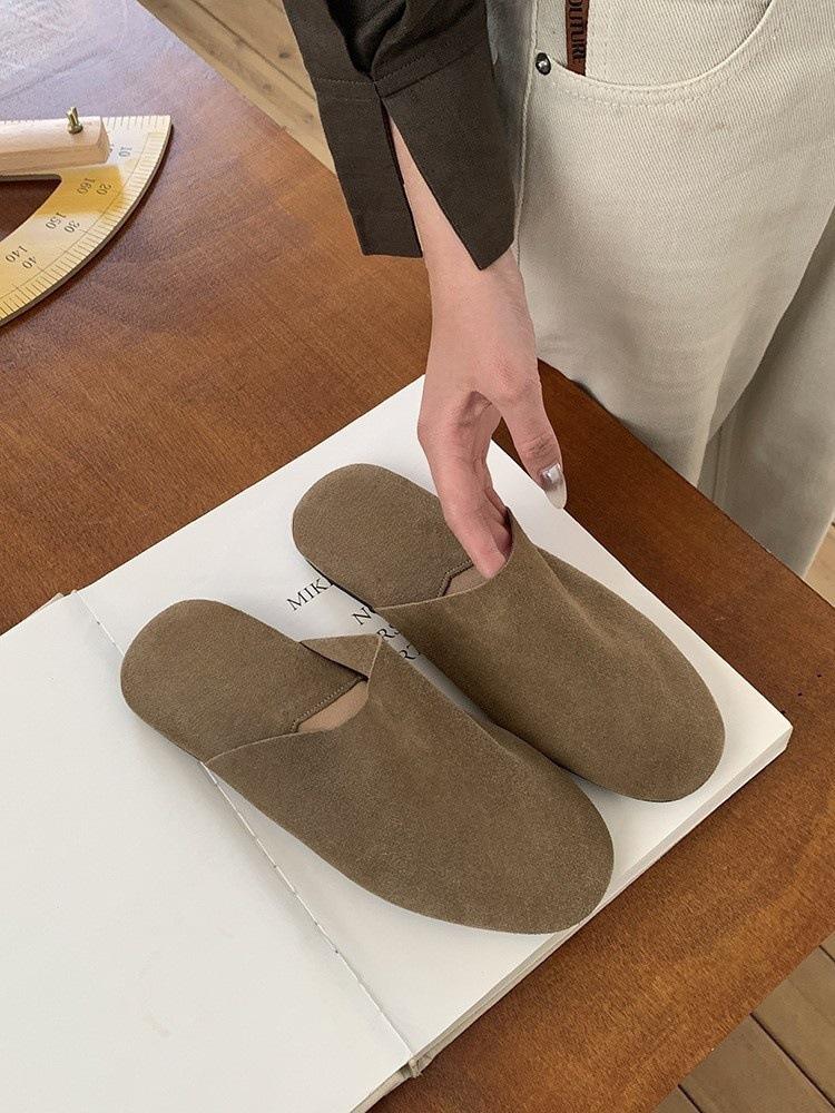 Soft bottom fashion female ugly and cute outer wear a pedal bag head and half slippers tide