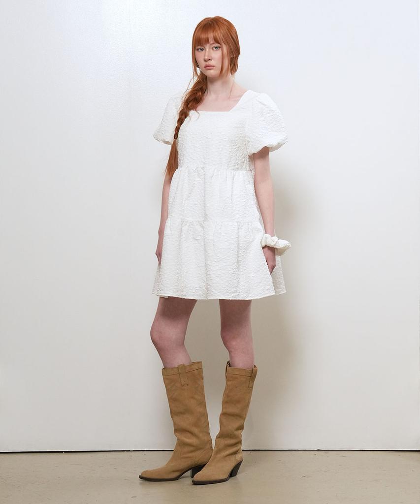General Idea Wrinkle Volume Puff Dress [White] / Wbe2L15503