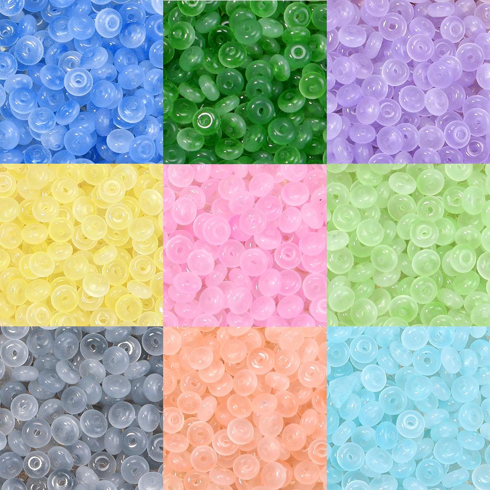 100Pcs/Lot Jelly Color Imitation Jade Glass Beads Abacus Beads Wheel Shape Loose Spacer Beads For Jewelry Making DIY Accessories