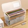 Multi-Functional Plastic Storage Box Large-Capacity Transparent Pen Box Stackable Pencil Case Gift