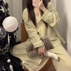 Korean Style Lace Trim Sweet Women's Lapel Pajamas - Casual & Comfortable Home Wear